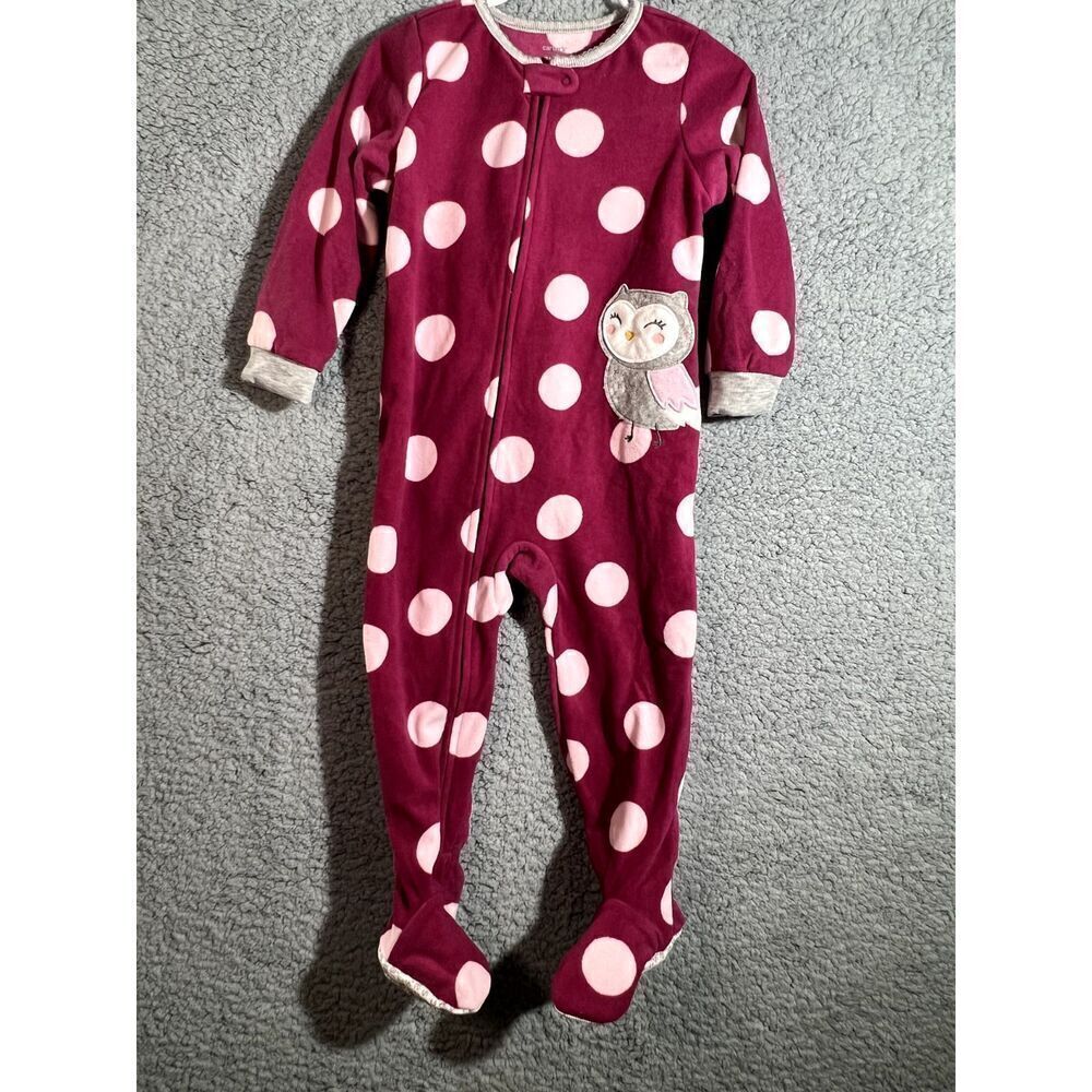 Carters pajama polka dot fleece footsie pajamas Size 2T
